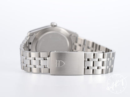 Tudor Prince Date Silver Linen Diamond Dial 18K WG & SS Auto Watch 74034