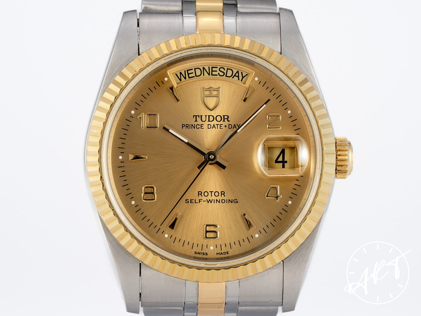 Tudor Prince Day-Date Gold Arabic Dial 18K Gold & SS Watch 76213