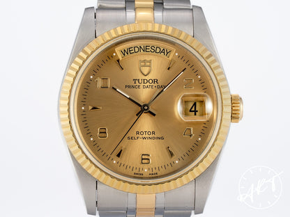 Tudor Prince Day-Date Gold Arabic Dial 18K Gold & SS Watch 76213