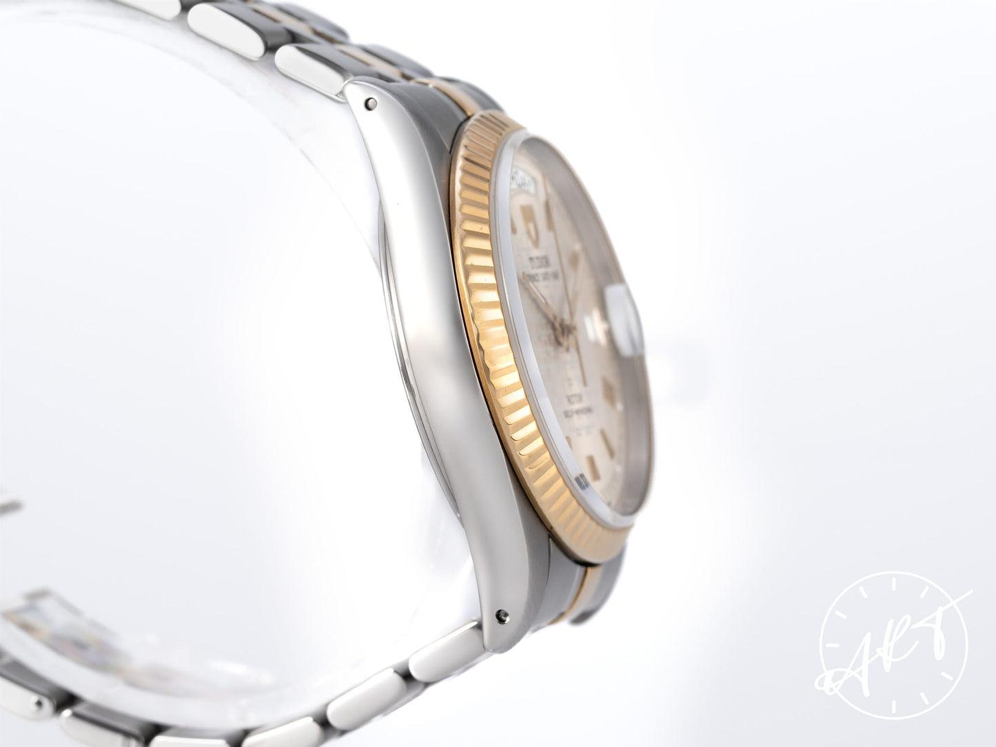 Tudor Prince Day-Date Silver Logo Dial 18K Gold & SS 50th Anniv Watch 76213 w/ Paper