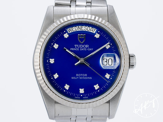 Tudor Prince Day-Date Day-Date Blue Diamond Dial Stainless Steel & 18K White Gold Automatic Watch 76214