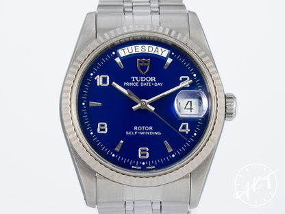 Tudor Prince Day-Date Day-Date Blue Arabic Dial 18K White Gold, Stainless Steel Automatic Watch 76214 w/ Box & Paper
