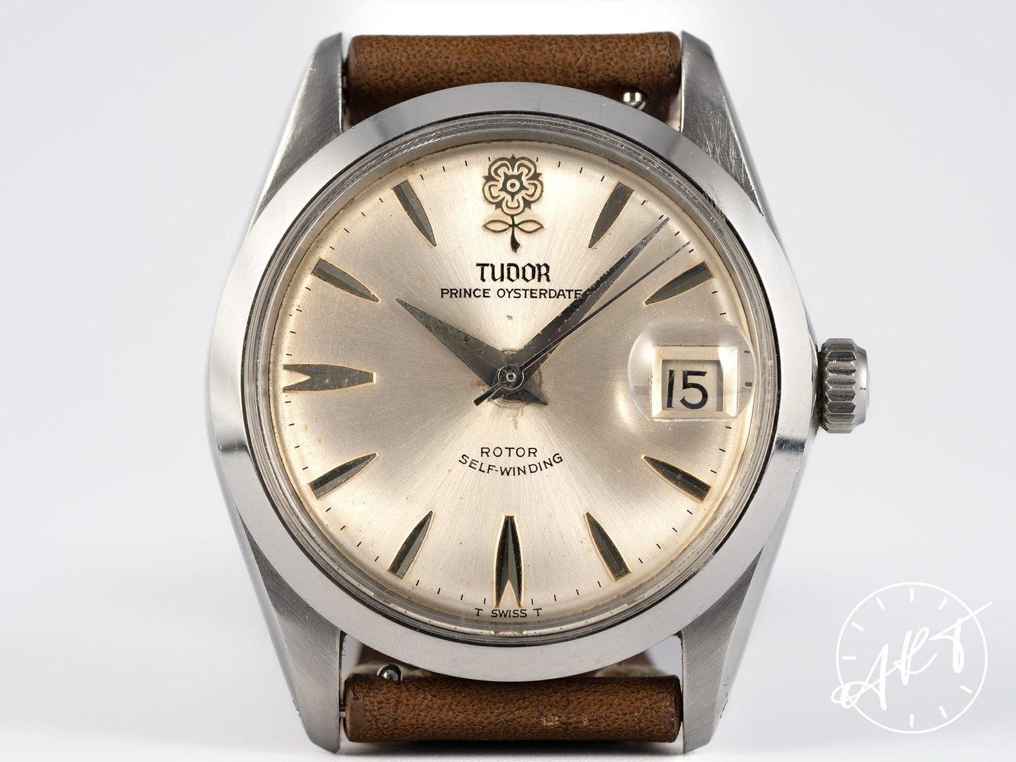 Vintage 1966 Tudor Princess Oysterdate Silver Dial “Big Rose” SS Auto Watch 7966
