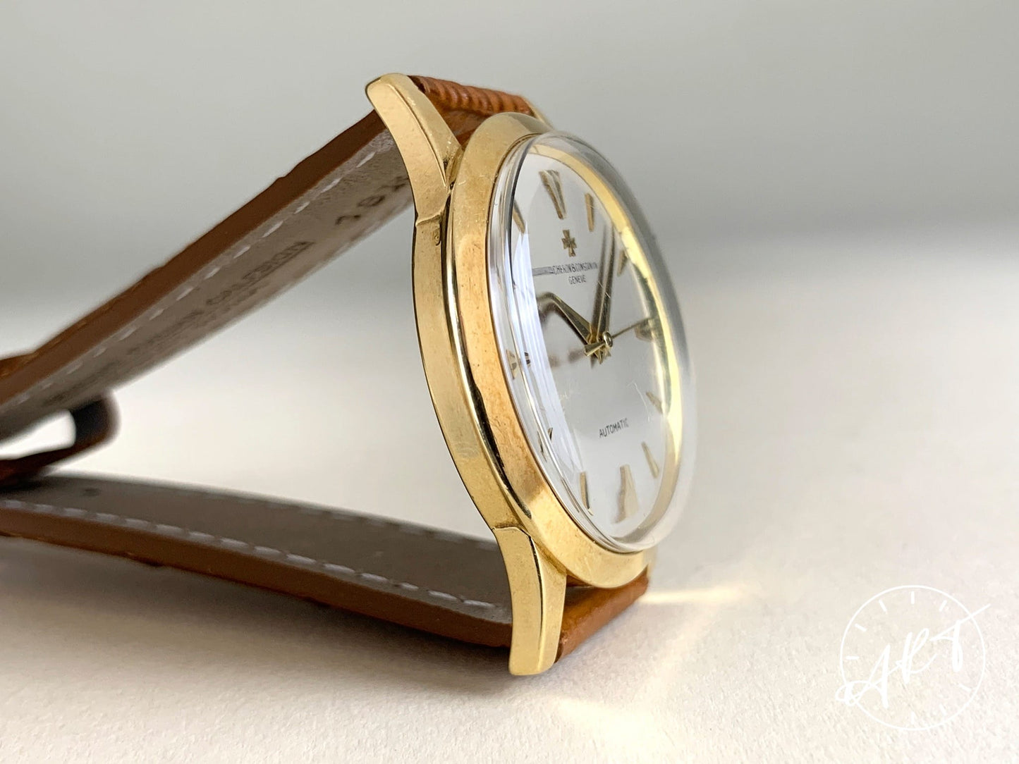 Vintage 1950s Vacheron Constantin Patrimony Silver Dial 18K Gold Auto Watch 6038